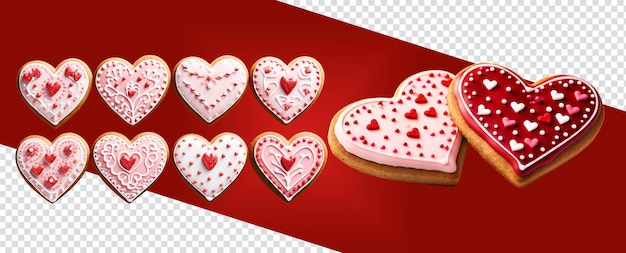PSD 심장 모양의 쿠키 발렌타인 데이 세트