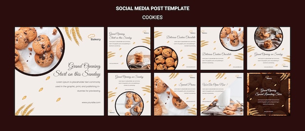 Cookies slaan een postsjabloon voor sociale media op