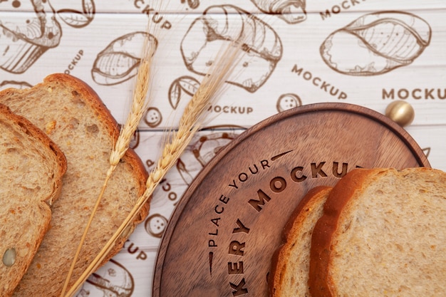 빵과 함께 요리 개념 모형
