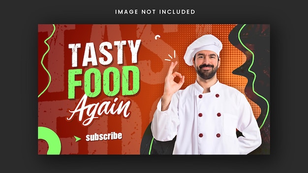 PSD cooking food youtube video thumbnail design template