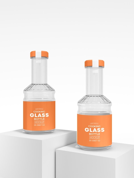 PSD cooking oil glass bottle packaging mockup