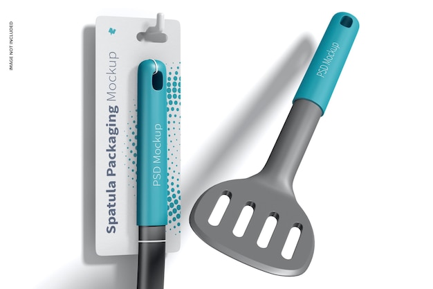 cooking spatula packaging mockup, floating