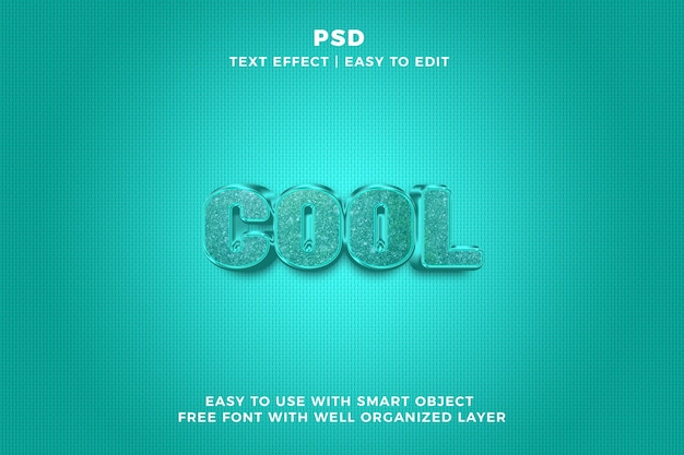 Cool 3d editable photoshop testo effetto stile psd con sfondo