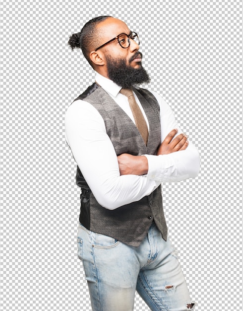 PSD cool black man thinking