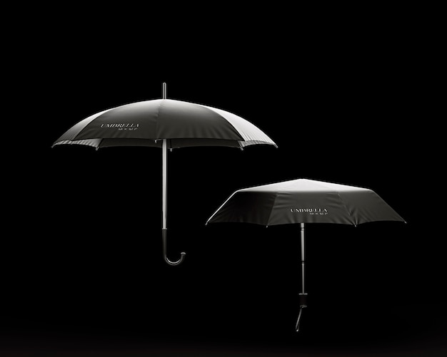 Cool black umbrellas mockup