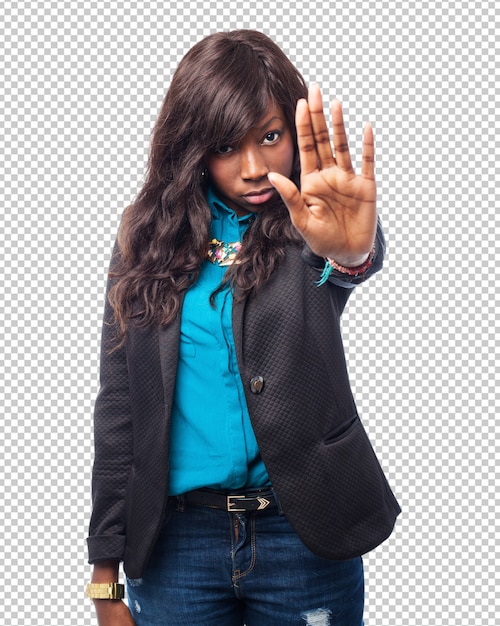 Cool black-woman stop-gesture