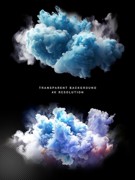 Cool blue clouds and smoke transparent background