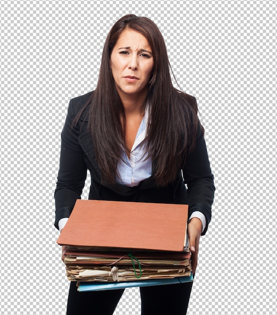 Cool business-woman with files