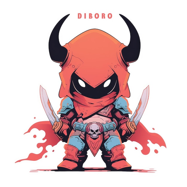 PSD cool chibi knight character illustration for your tshirt design