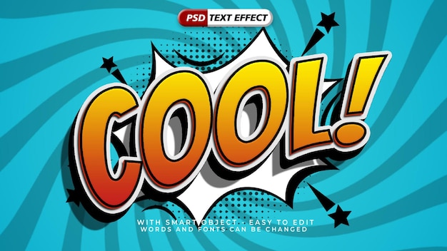 PSD cool comic expression style 3d style text effect