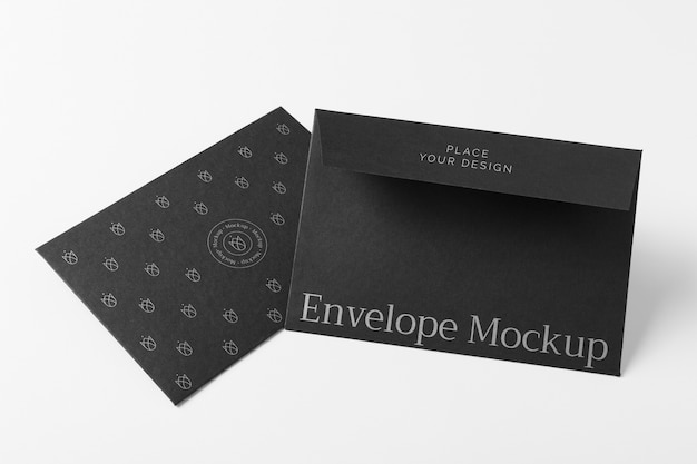 Cool dark dark paper envelope mock-up