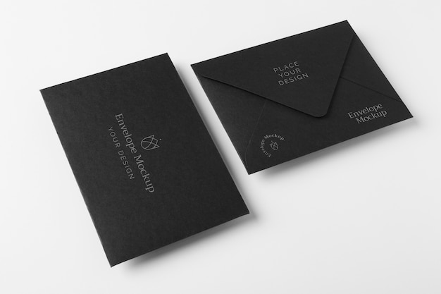 PSD cool dark dark paper envelope mock-up