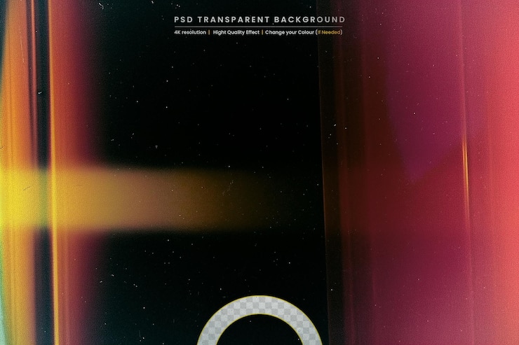 PSD cool futuristic background with golden flashing lights on transparent background