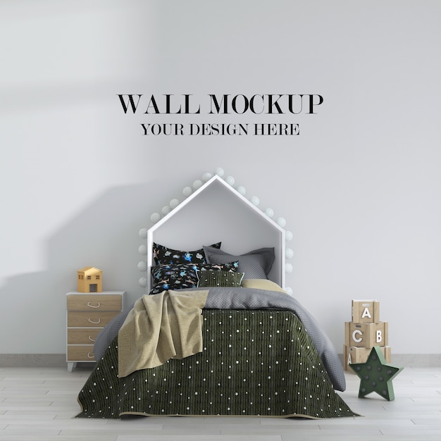 Cool kids bedroom wall mockup