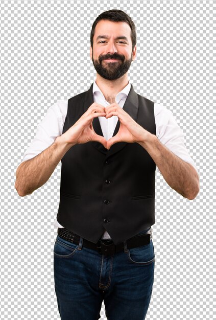 PSD cool man making a heart with his hands