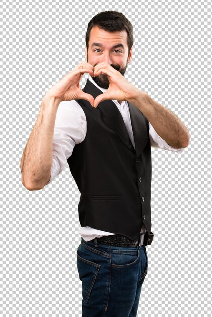 Cool man making a heart with his hands
