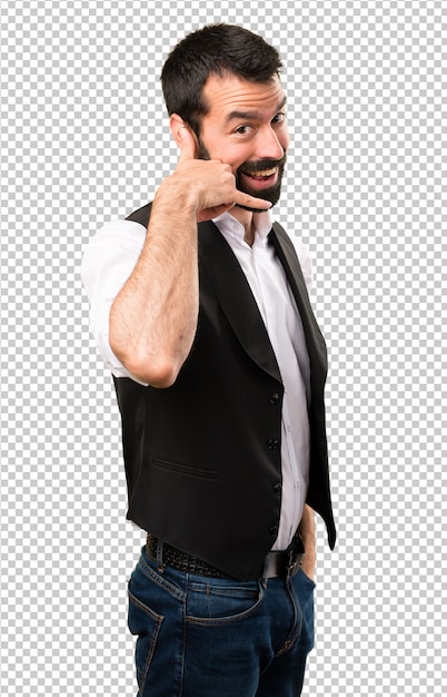 Cool man making phone gesture