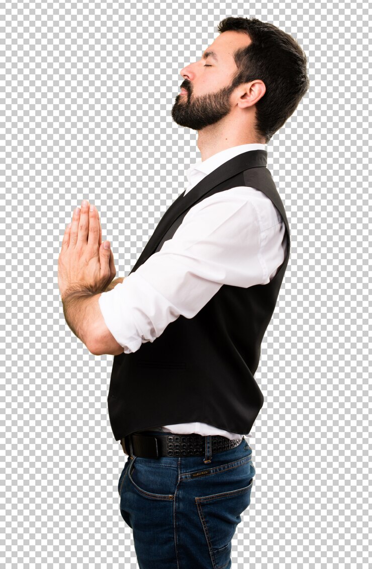 PSD cool man in zen position
