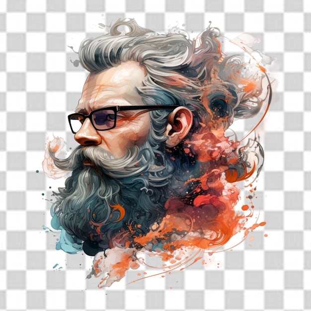 PSD cool old man mascot png