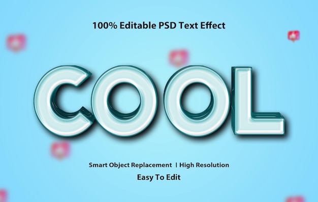 Cool text effect template with 3d style fully editable premium psd