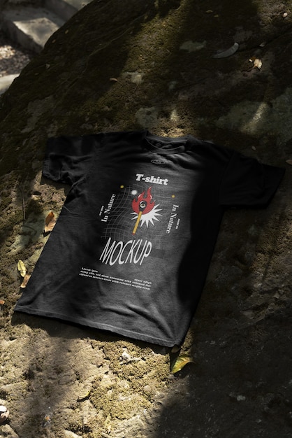 PSD cool tshirt in nature mockup