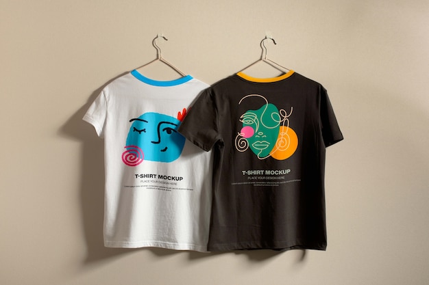 Cool tshirts in studio mockup