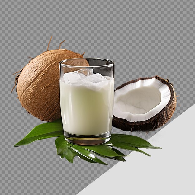 PSD cool young coconut juice png isolated on transparent background