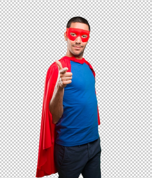 Coole superheld wijzend