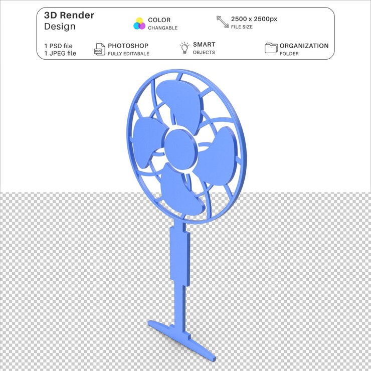 PSD cooling fan icon cartoon 3d modeling psd-bestand