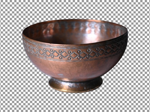PSD a copper bowl with a design on transparent background