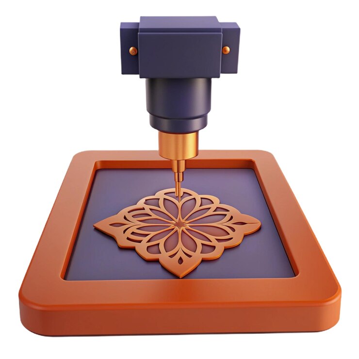 PSD a copper colored tray with a flower design on it