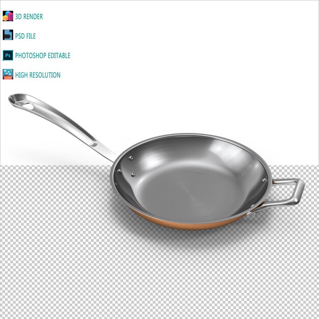 PSD copper kitchen skillet 3d rendering psd