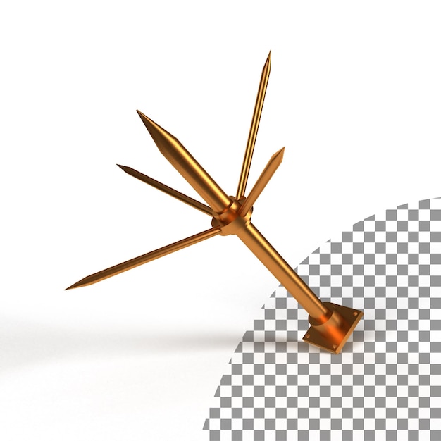 Copper Lightning Arrester 3d rendering with Earthing Rod home lightning protection system