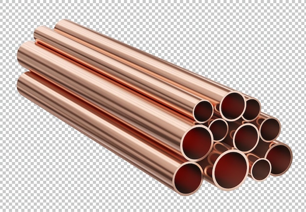 PSD copper pipes isolated 3d rendering