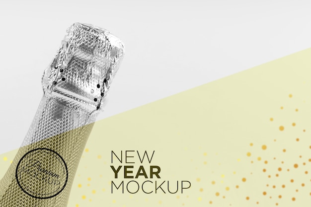 PSD copy space champagne bottle mock-up new year