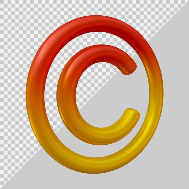 PSD copyright-pictogramlogo met 3d-moderne stijl