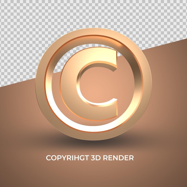 PSD simbolo di copyright 3d oro