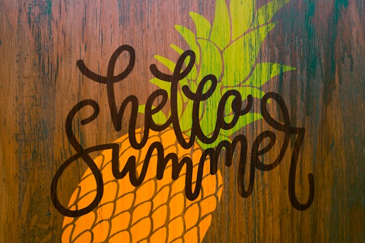 PSD copyspace mockup on wall for summer lettering