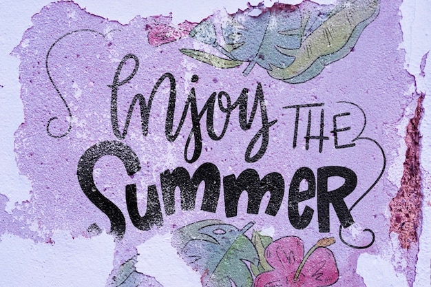 copyspace mockup on wall for summer lettering