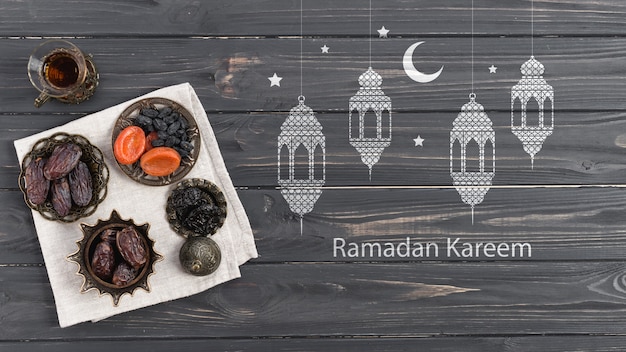 PSD copyspace mockup con il concetto di ramadan