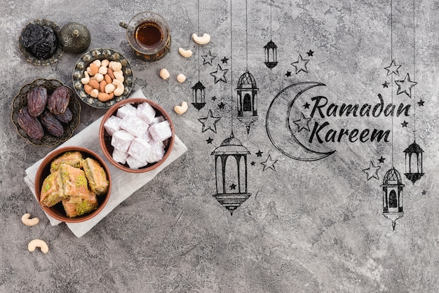 PSD copyspace mockup con il concetto di ramadan