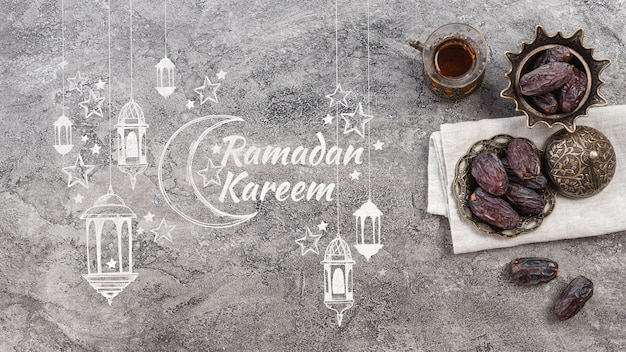 PSD copyspace mockup con il concetto di ramadan