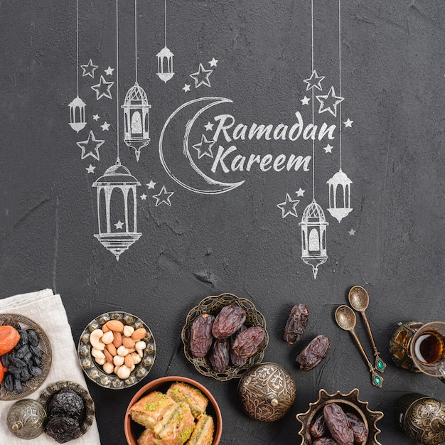 PSD copyspace mockup con il concetto di ramadan