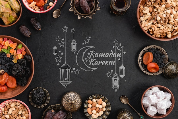 PSD copyspace mockup con il concetto di ramadan