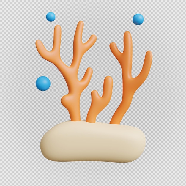 Coral minimal isolated backgroundwith clipping path3d rendering