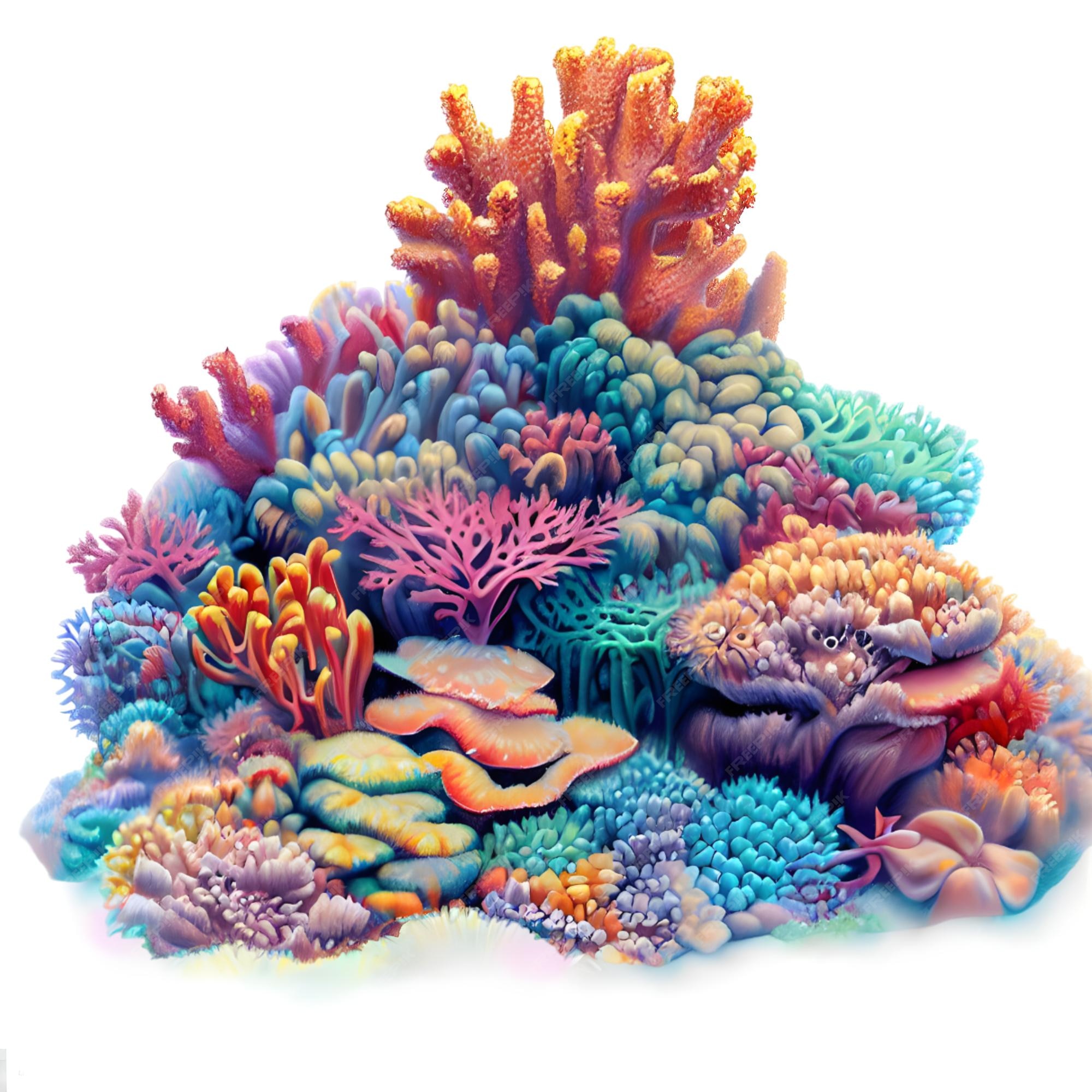 Premium PSD Coral reef isolated on white clipart