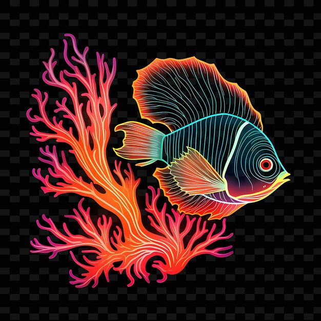 Coral Reef Vibrant Coral Coral Neon Lines Tropical Fish Cora Png Y2k Shapes Transparent Light Arts