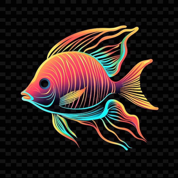 PSD coral vibrant coral coral neon lines tropical fish cora shape y2k neon light art collezioni