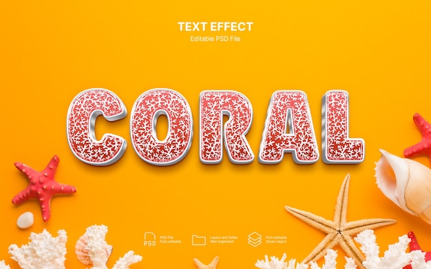 PSD coral text effect