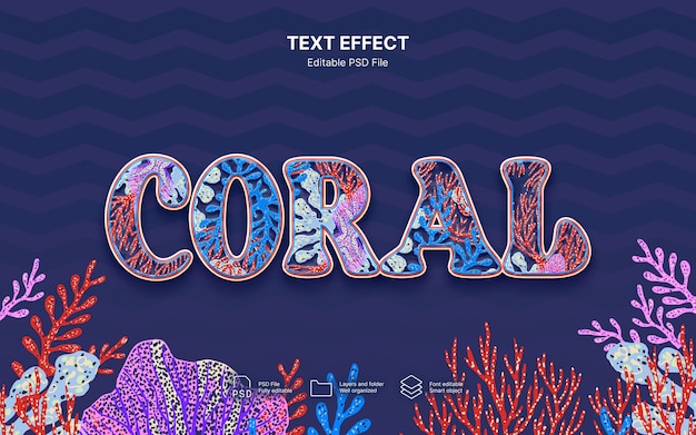 PSD coral text effect